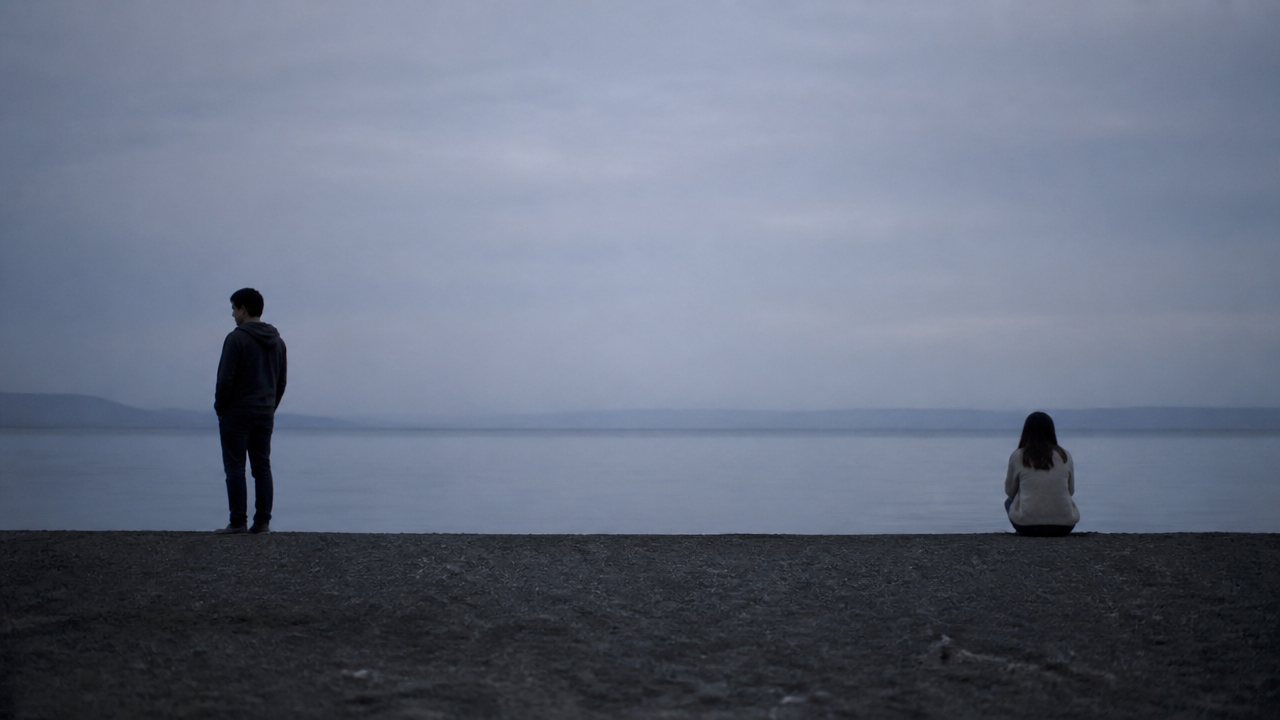 Two people separated by distance and silence