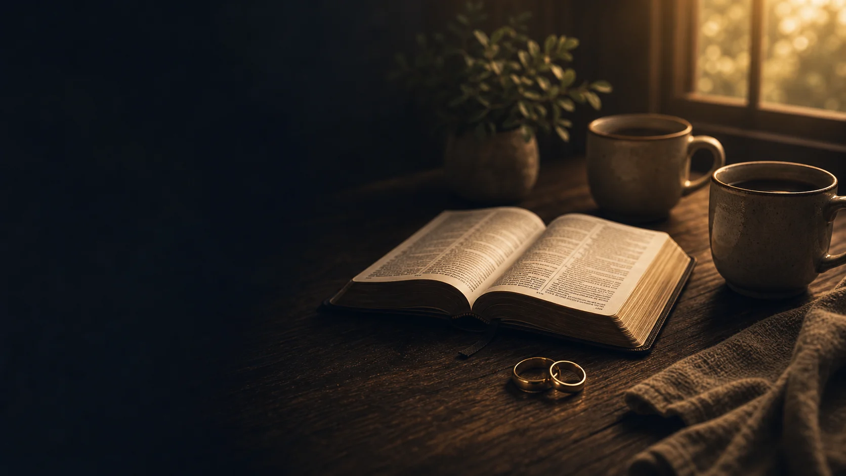 Rebuilding Trust Without Rushing the Foundation Wedding rings and an open Bible, representing covenant restoration.