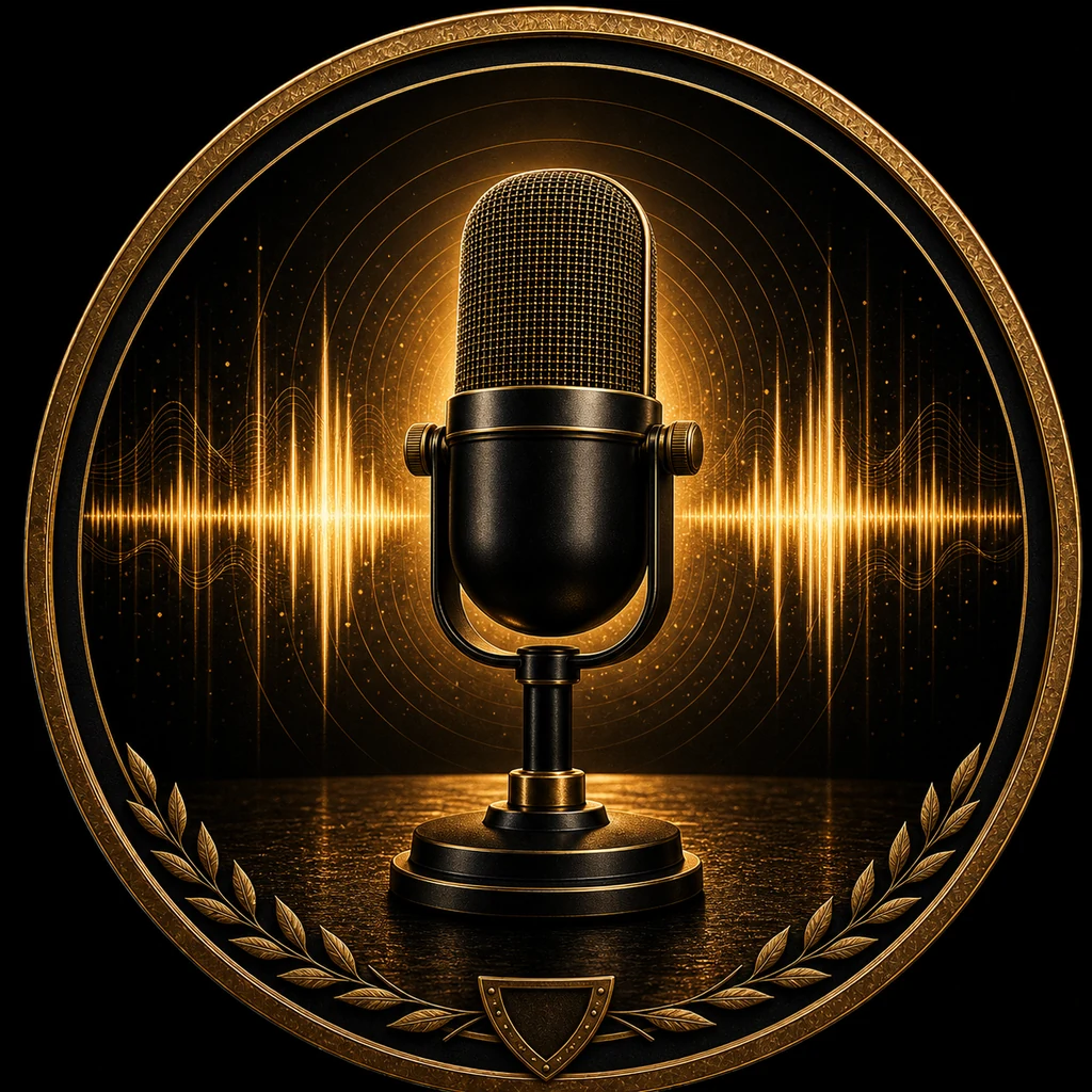 Podcast microphone with sound waves